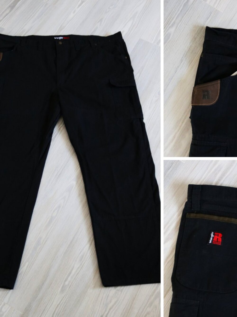 Wrangler RIGGS Workwear Pants Men 50x32 Black Double-Knee Canvas Utility Ripstop